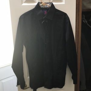 LVs Contemporary Fit Black Button Down Shirt